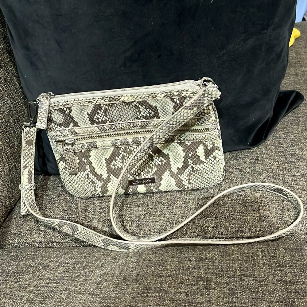 Euc Calvin Klein Python Leather Crossbody - image 1
